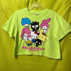 Hello Kitty and Friends Sanrio Graphic Tee Lime Green Crop M Anime